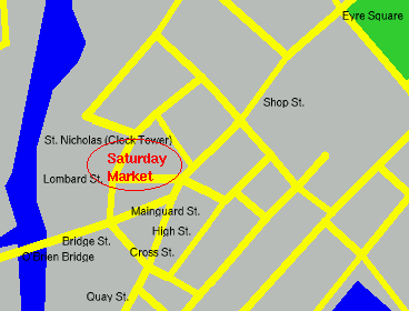 Map showing location of Saturday Market