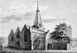 Engraving of Saint Nicholas Church from Hardiman's 19th century History of Galway